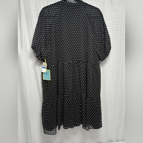 CeCe Puff Sleeve Sheer Lined Babydoll Dress. NWT Size XL - Picture 2 of 6